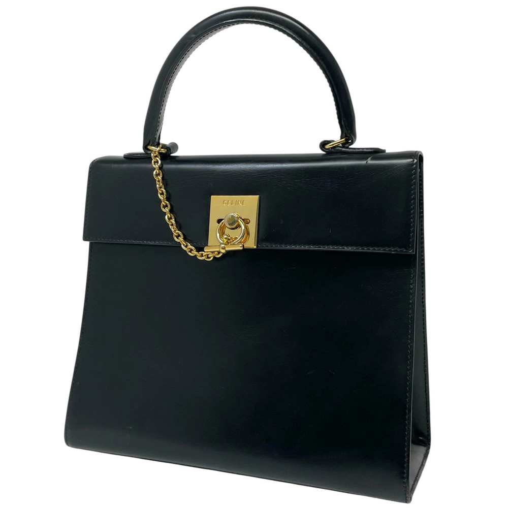 Celine Chain Lock Handbag Black